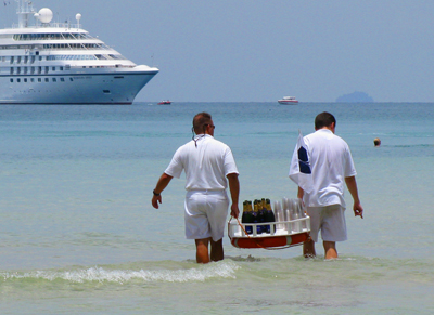 Seabourn Spirit Champagine And Caviar Served In The Ocean
